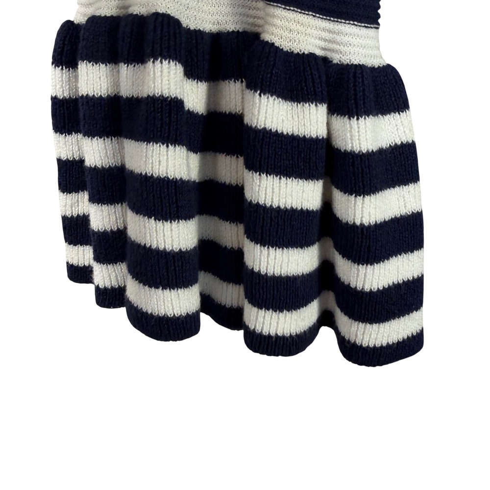 John Paul Richard Navy‎ & White Striped Knit Top Bell Sleeve Sweater Women's M - Picture 3 of 12